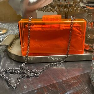 ZARA Box Clutch Neon Orange